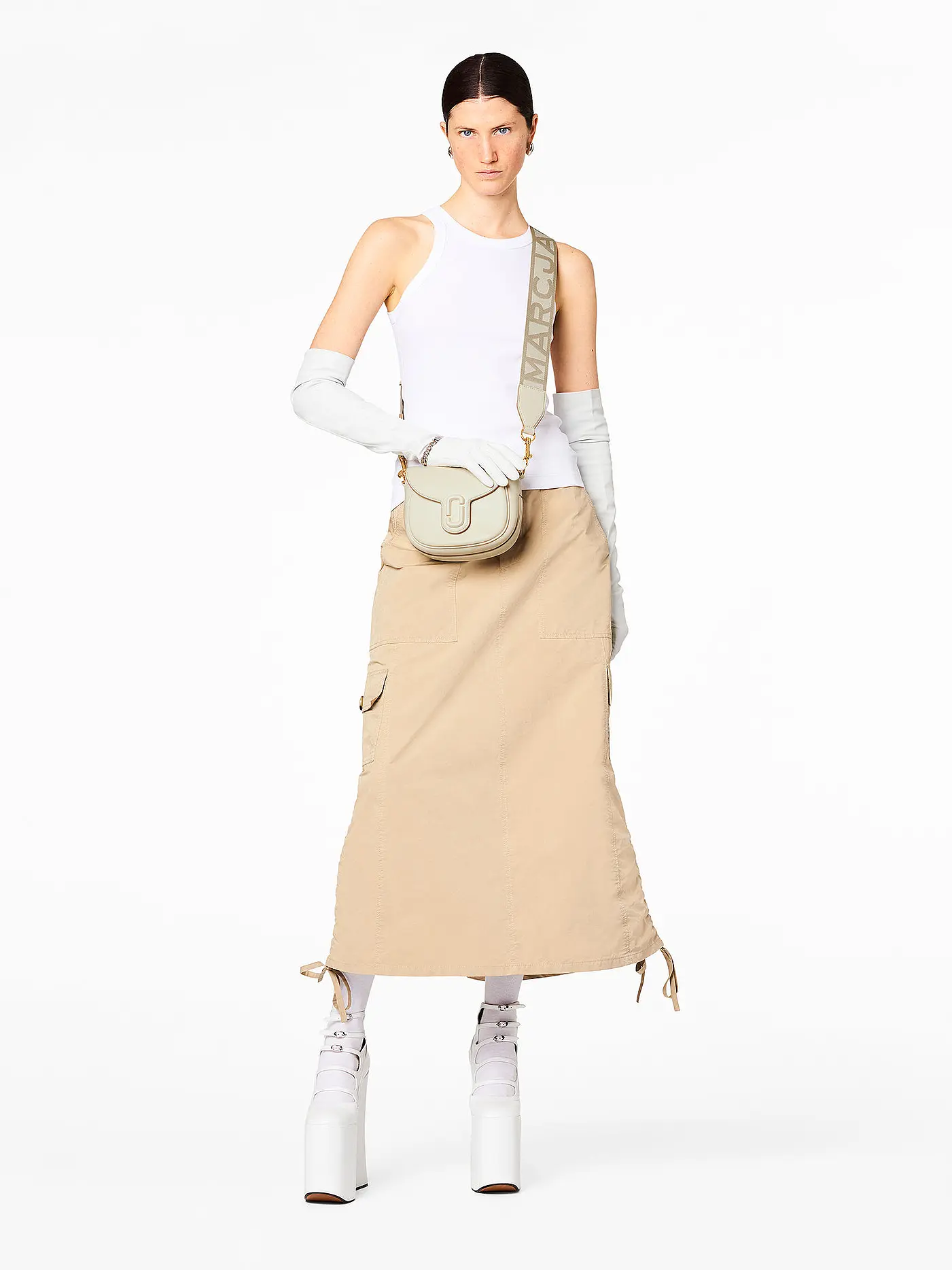 MARC JACOBS | Ledertasche - Mini Bag THE SMALL SADDLE BAG | weiss